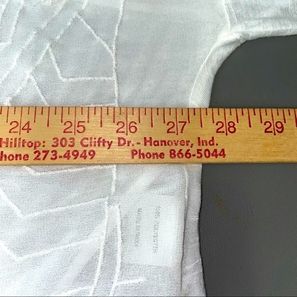 Hazel Boho Bell Sleeve Blouse – White, Geometric Detail – Size Small - Picture 10 of 11